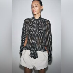 NWT Zara Cape Tie Blouse ZW COLLECTION